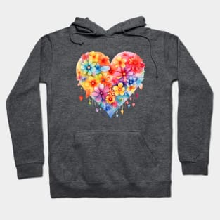 Rainbow Heart with Flowers Hoodie